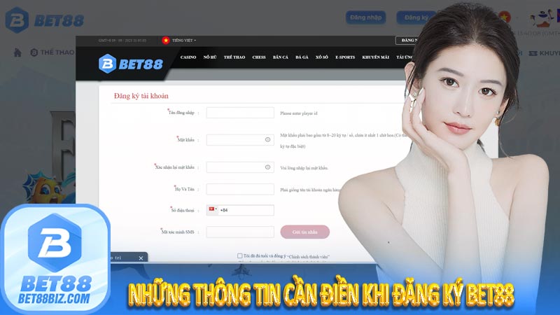 Những thông tin cần điền khi đăng ký bet88