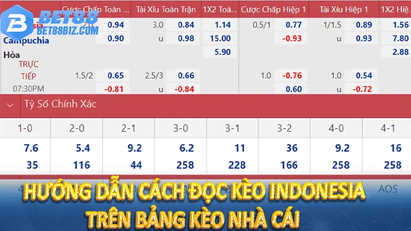 Hướng dẫn cách đọc kèo Indonesia trên bảng kèo nhà cái